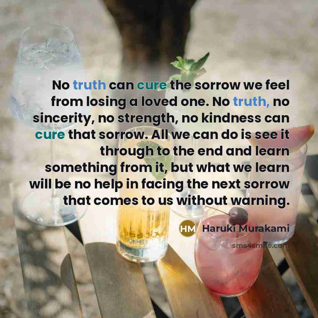 “No truth can cure the sorrow we feel from losing…” quote by Haruki Murakami