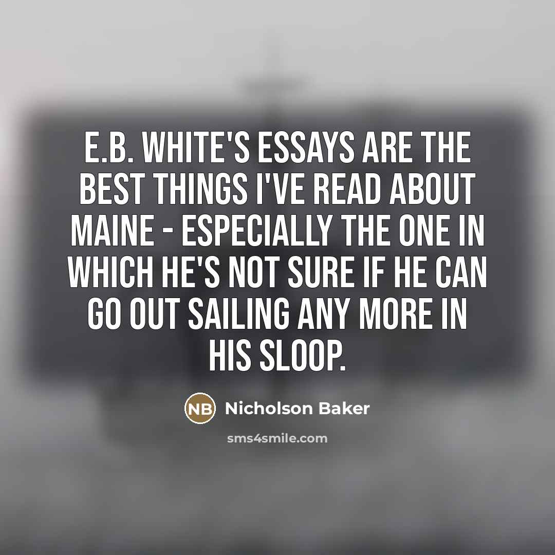 “E.B. White's essays are the best things I've read about…” quote by Nicholson Baker