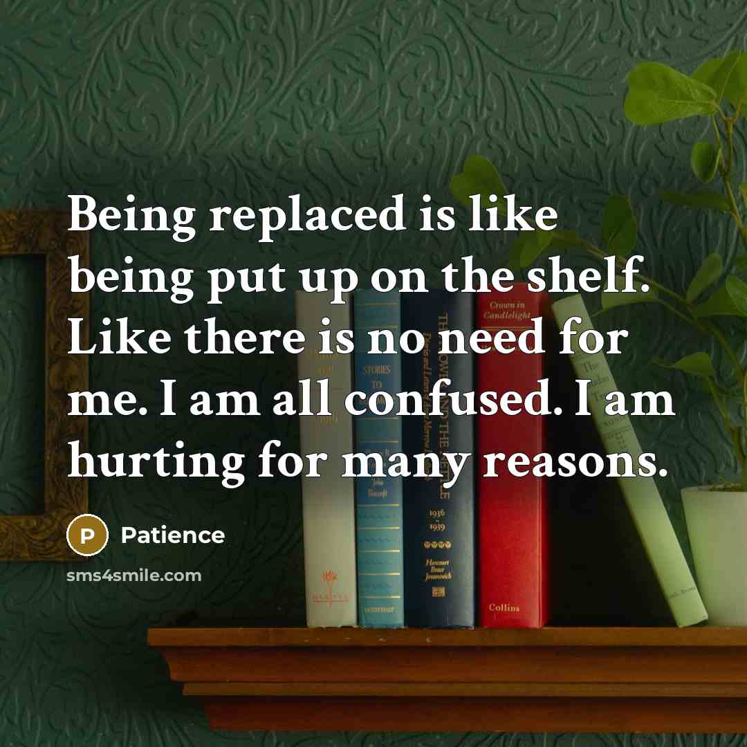 “Being replaced is like being put up on the shelf.…” quote by Patience