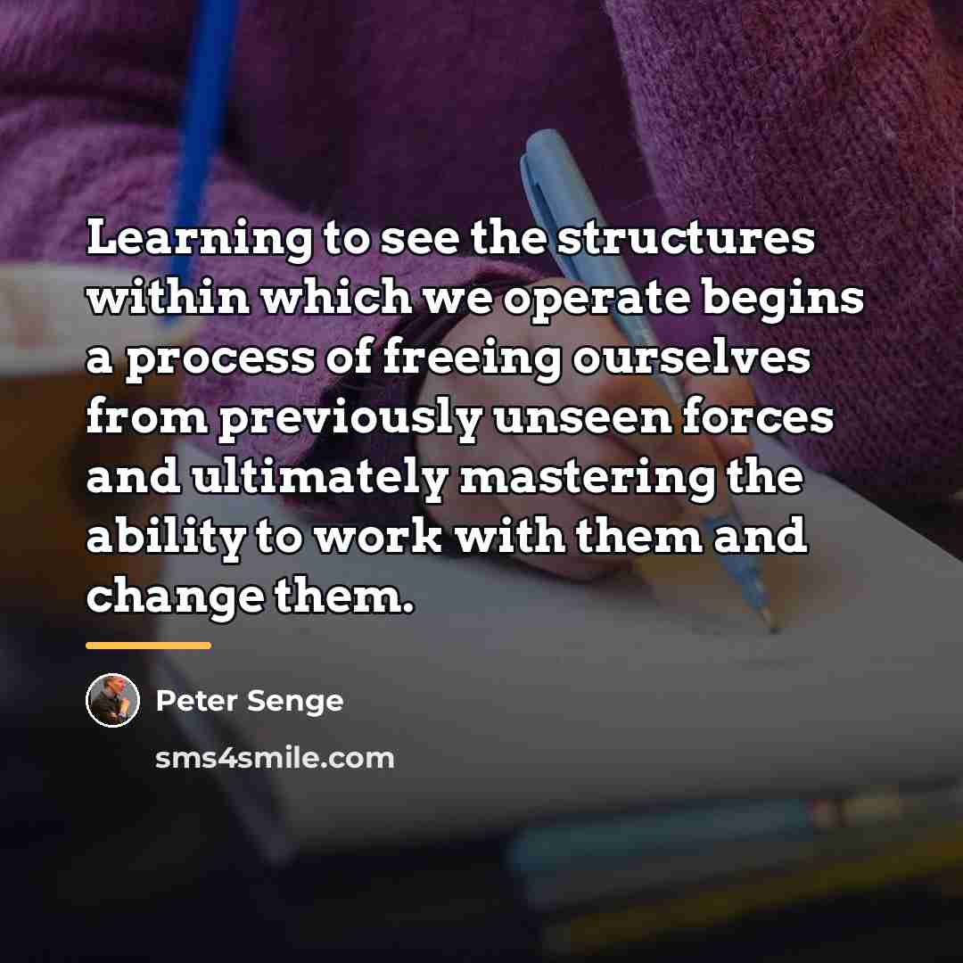 “Learning to see the structures within which we operate begins…” quote by Peter Senge