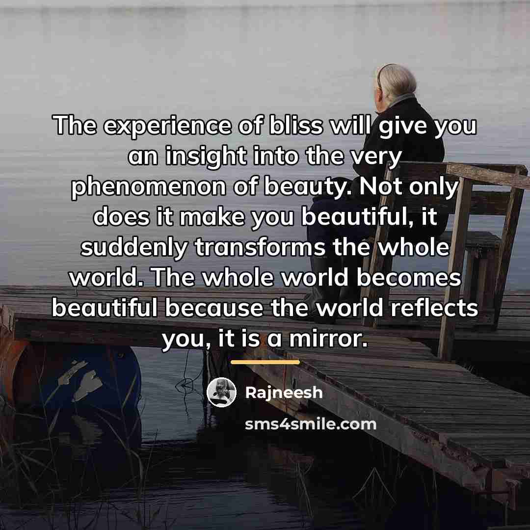 “The experience of bliss will give you an insight into…” quote by Rajneesh