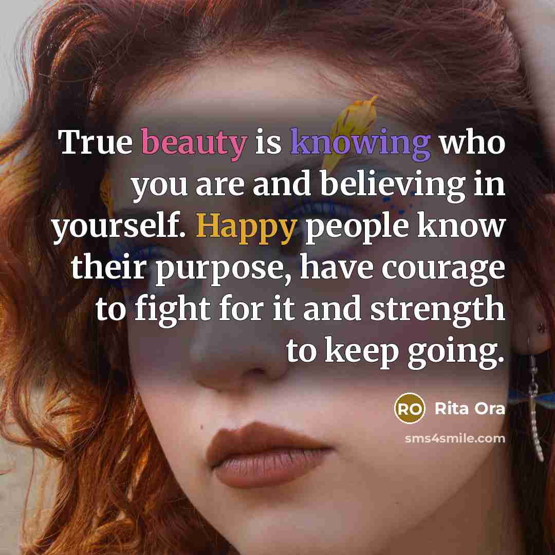 “True beauty is knowing who you are and believing in…” quote by Rita Ora
