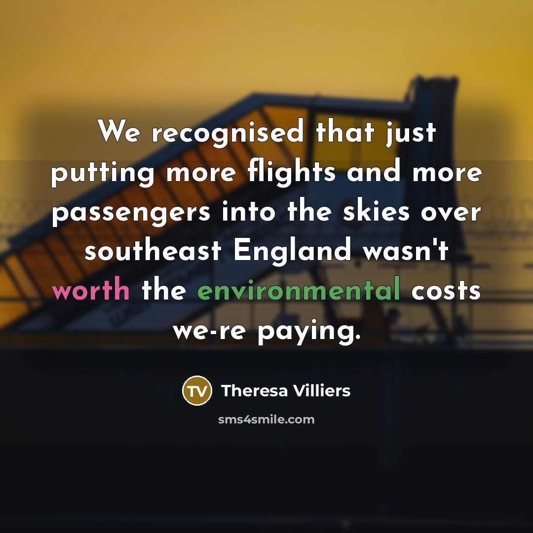 “We recognised that just putting more flights and more passengers…” quote by Theresa Villiers