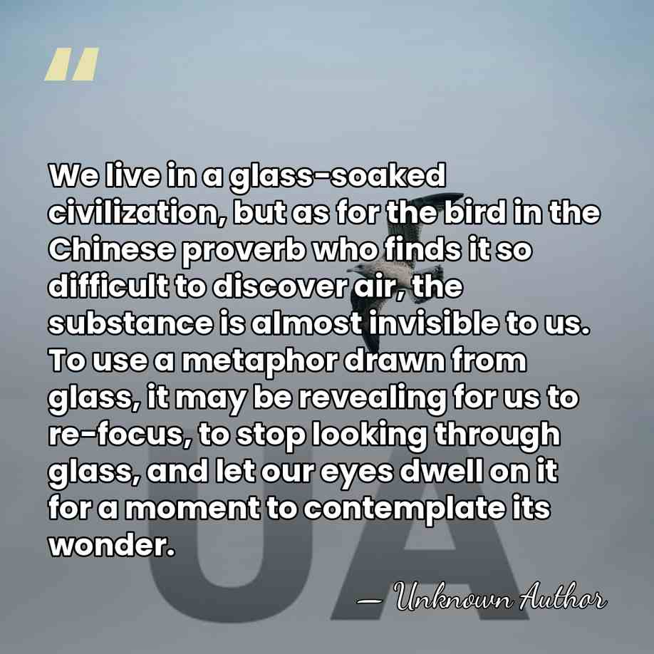 We live in a glass-soaked civilization, but as for the bird in&hellip; - Unknown Author