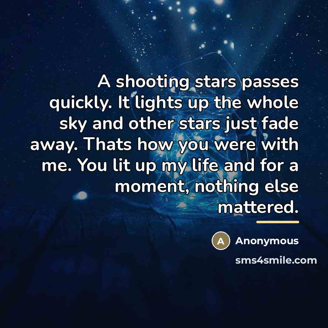 “A shooting stars passes quickly. It lights up the whole…” quote by Anonymous