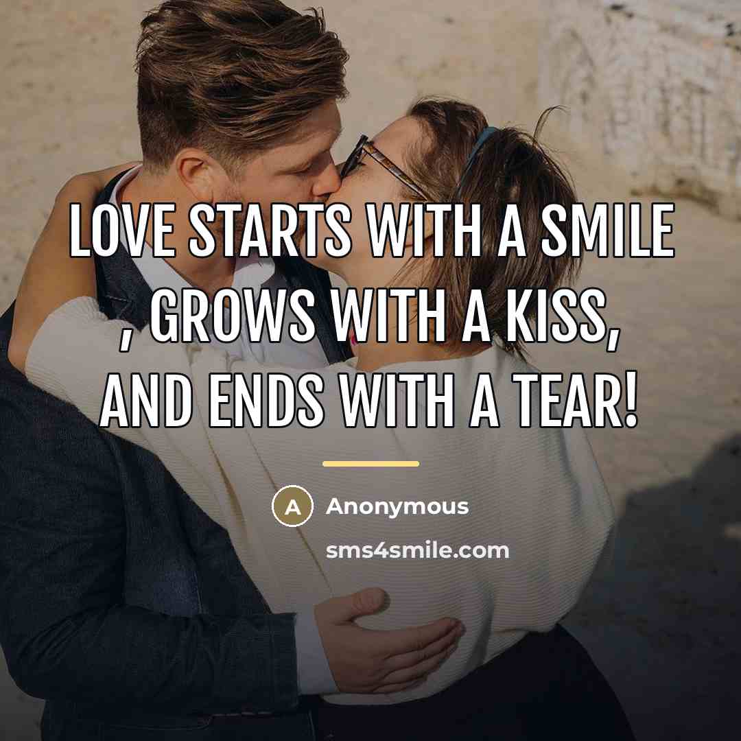 “LOVE starts with a SMILE , grows with a KISS,…” quote by B@d Bitch