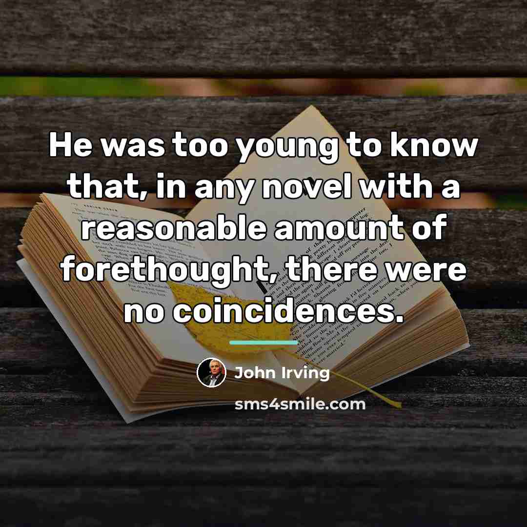 “He was too young to know that, in any novel…” quote by John Irving