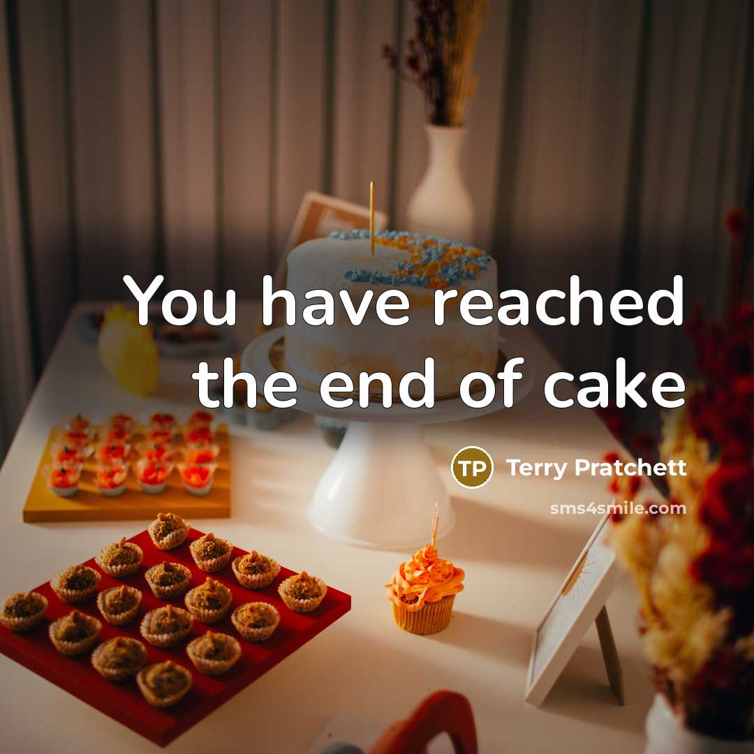 “You have reached the end of cake…” quote by Terry Pratchett