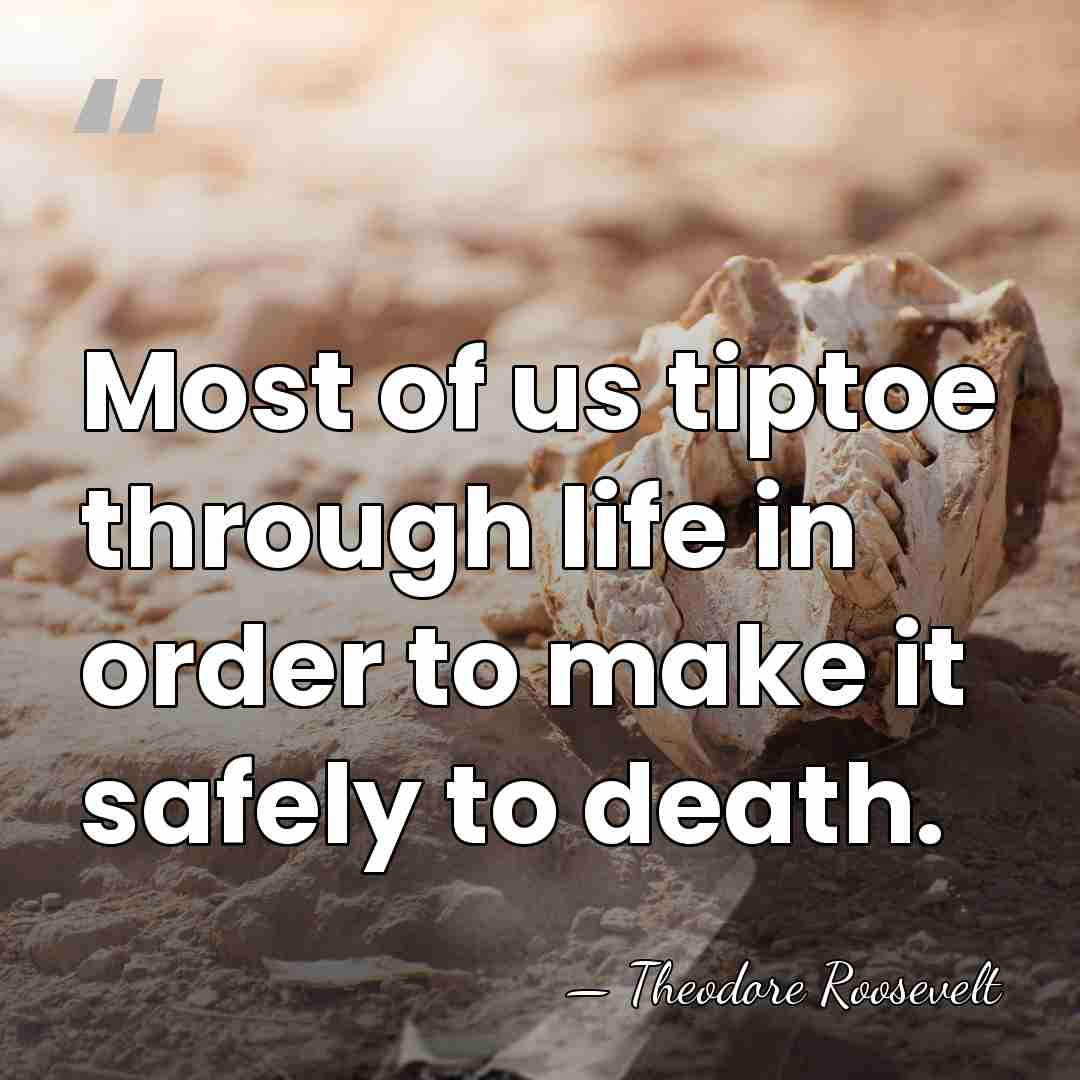 Most of us tiptoe through life in order to make it safely&hellip; - Theodore Roosevelt