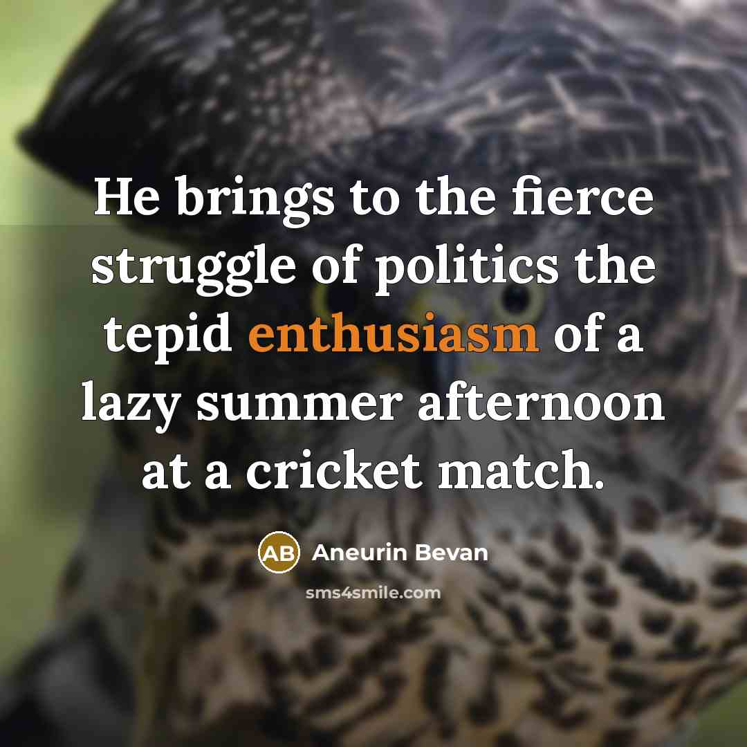 “He brings to the fierce struggle of politics the tepid…” quote by Aneurin Bevan