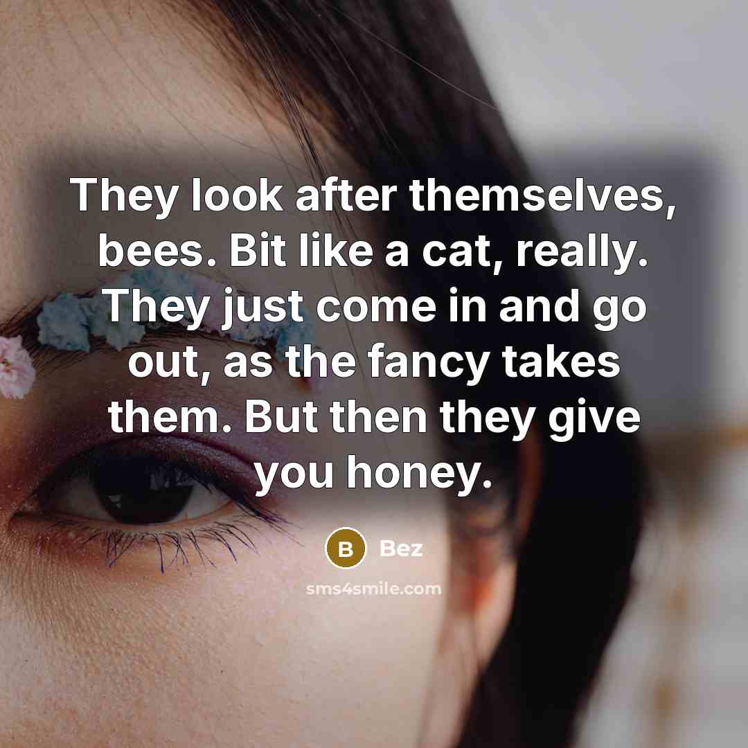“They look after themselves, bees. Bit like a cat, really. They just come in and go out, as the fancy takes them. But then they give you honey.” quote by Bez