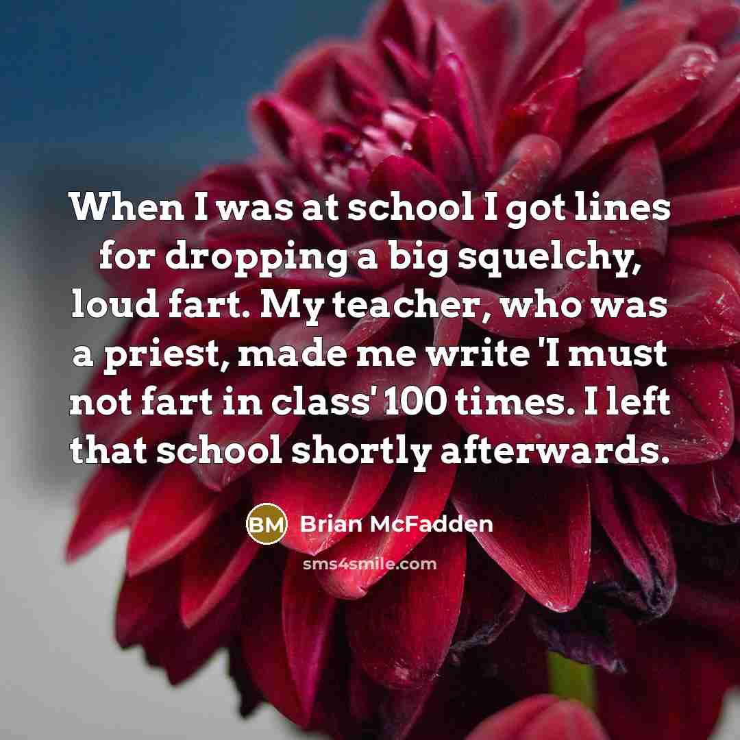 “When I was at school I got lines for dropping…” quote by Brian McFadden