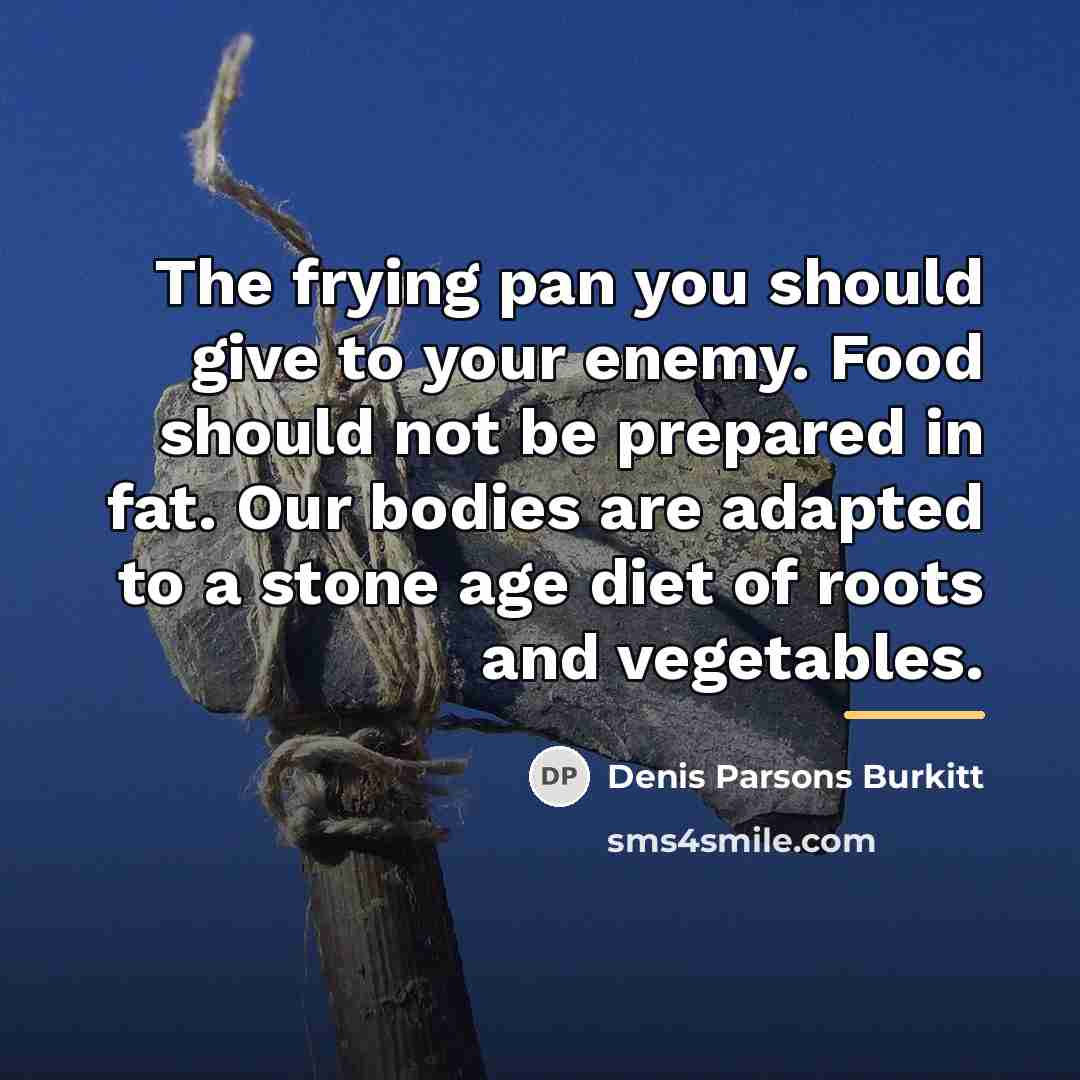 “The frying pan you should give to your enemy. Food…” quote by Denis Parsons Burkitt
