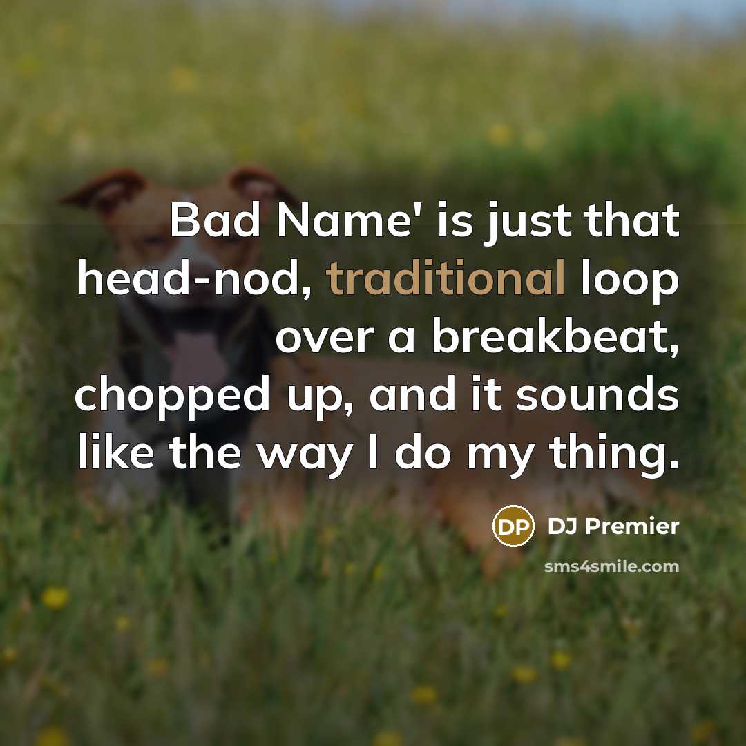 “Bad Name' is just that head-nod, traditional loop over a…” quote by DJ Premier