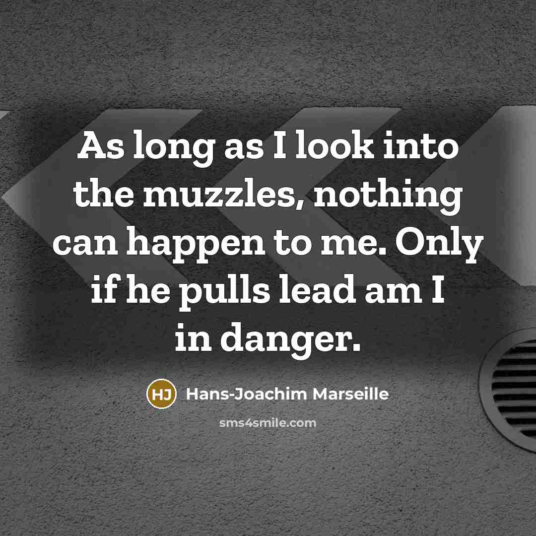 “As long as I look into the muzzles, nothing can happen to me. Only if he pulls lead am I in danger.” quote by Hans-Joachim Marseille