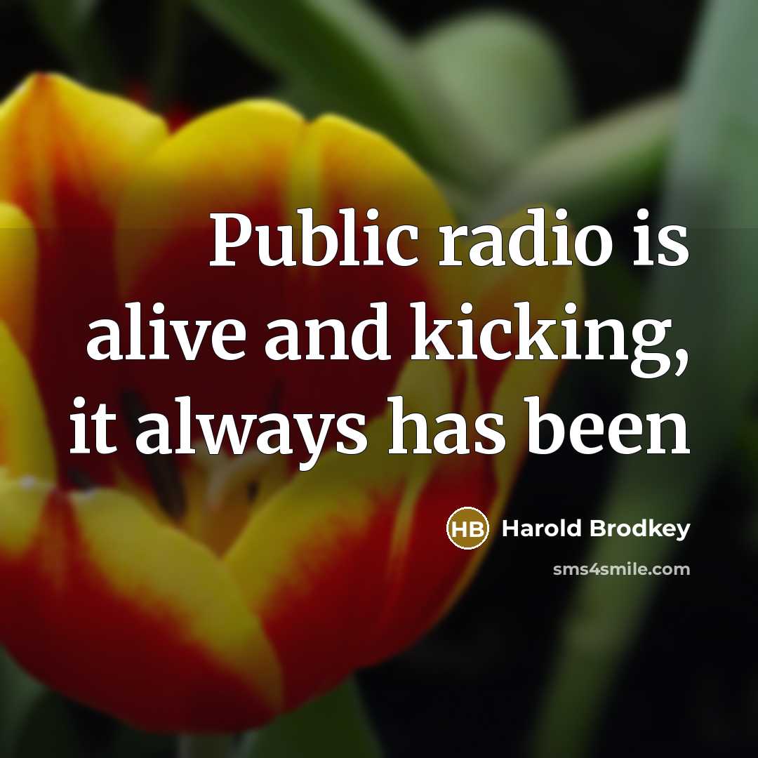 “Public radio is alive and kicking, it always has been…” quote by Harold Brodkey