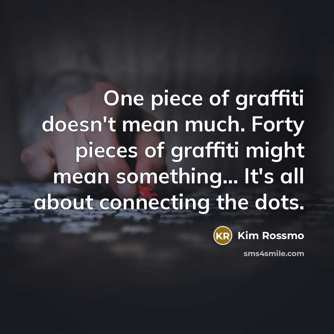 “One piece of graffiti doesn't mean much. Forty pieces of…” quote by Kim Rossmo