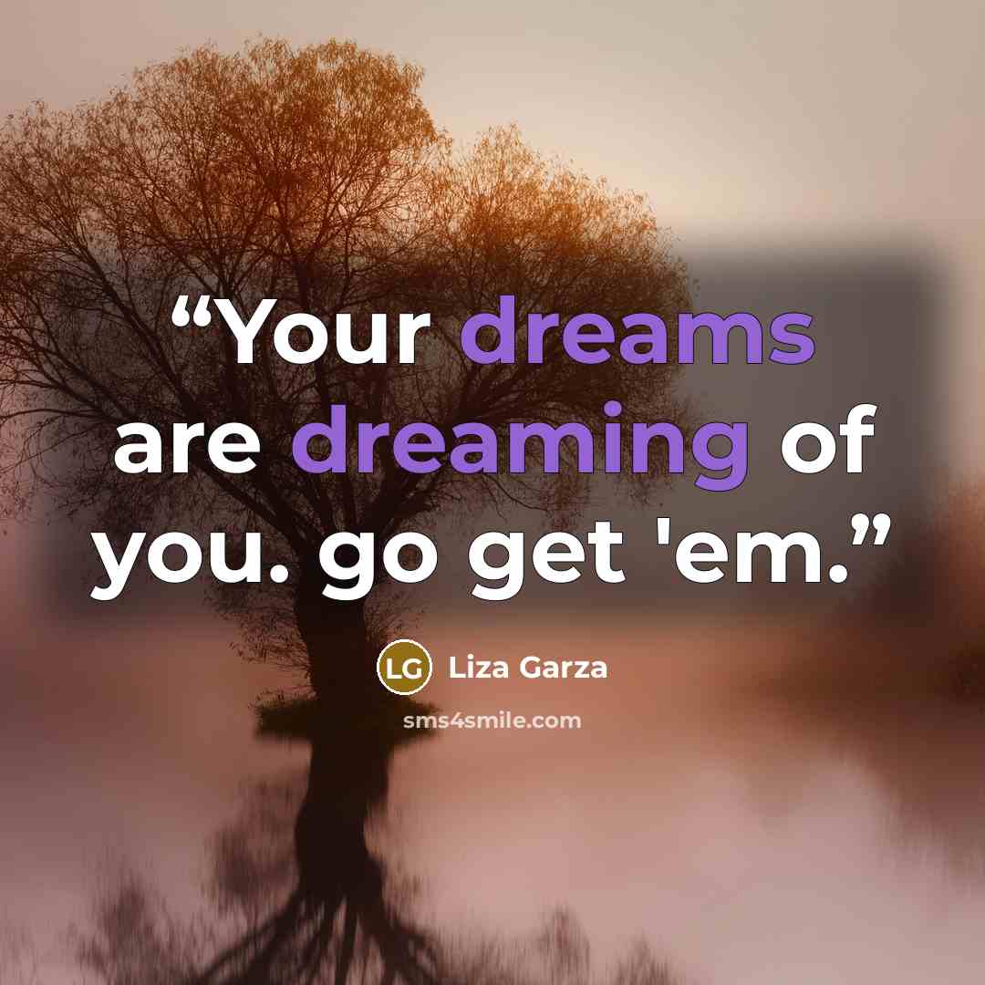 “Your dreams are dreaming of you. go get 'em.” quote by Liza Garza