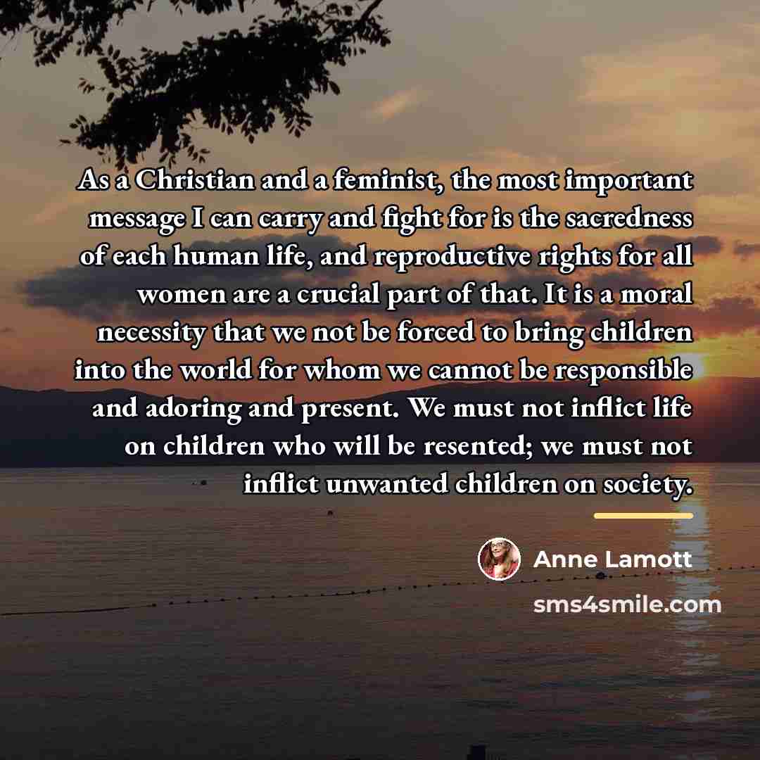 “As a Christian and a feminist, the most important message…” quote by Anne Lamott