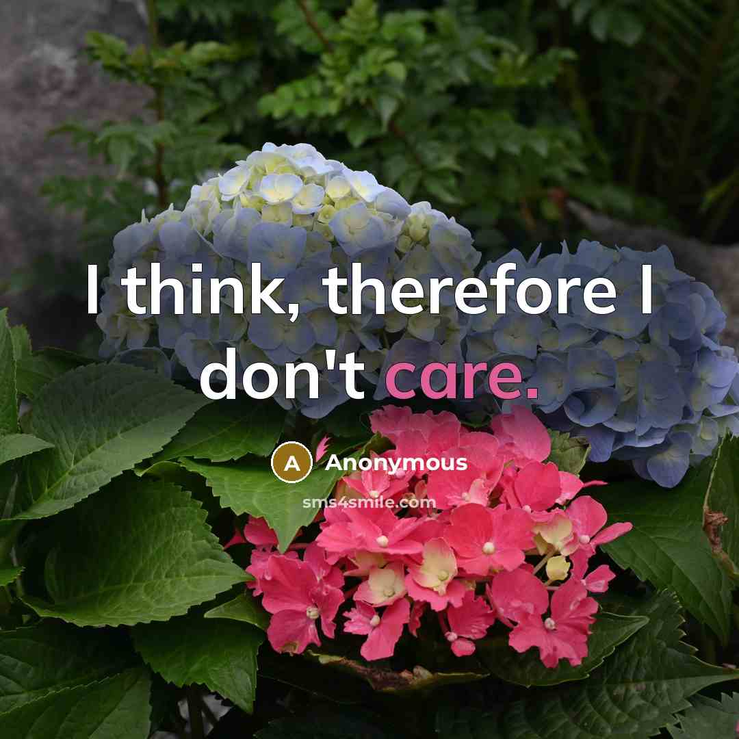 “I think, therefore I don't care.” quote by Anonymous