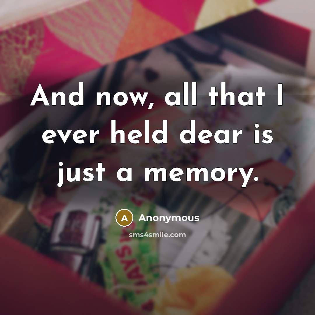 “And now, all that I ever held dear is just…” quote by Anonymous