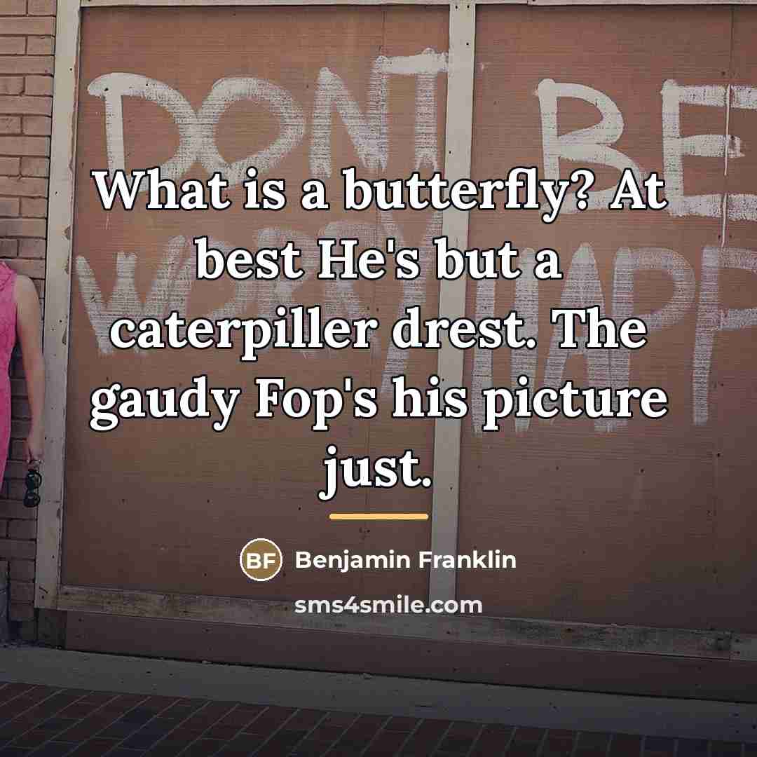 “What is a butterfly? At best He's but a caterpiller…” quote by Benjamin Franklin