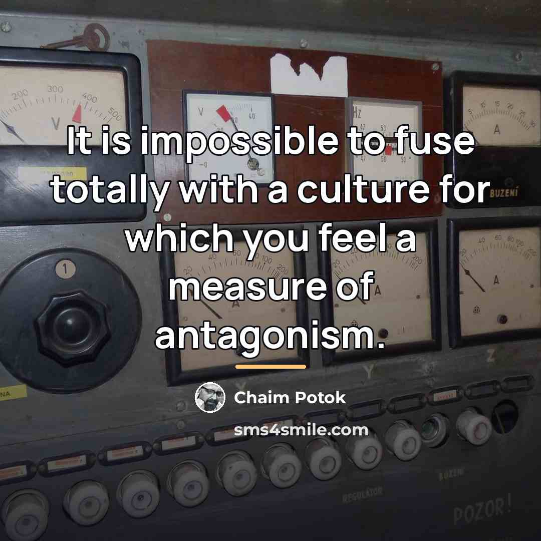 “It is impossible to fuse totally with a culture for…” quote by Chaim Potok
