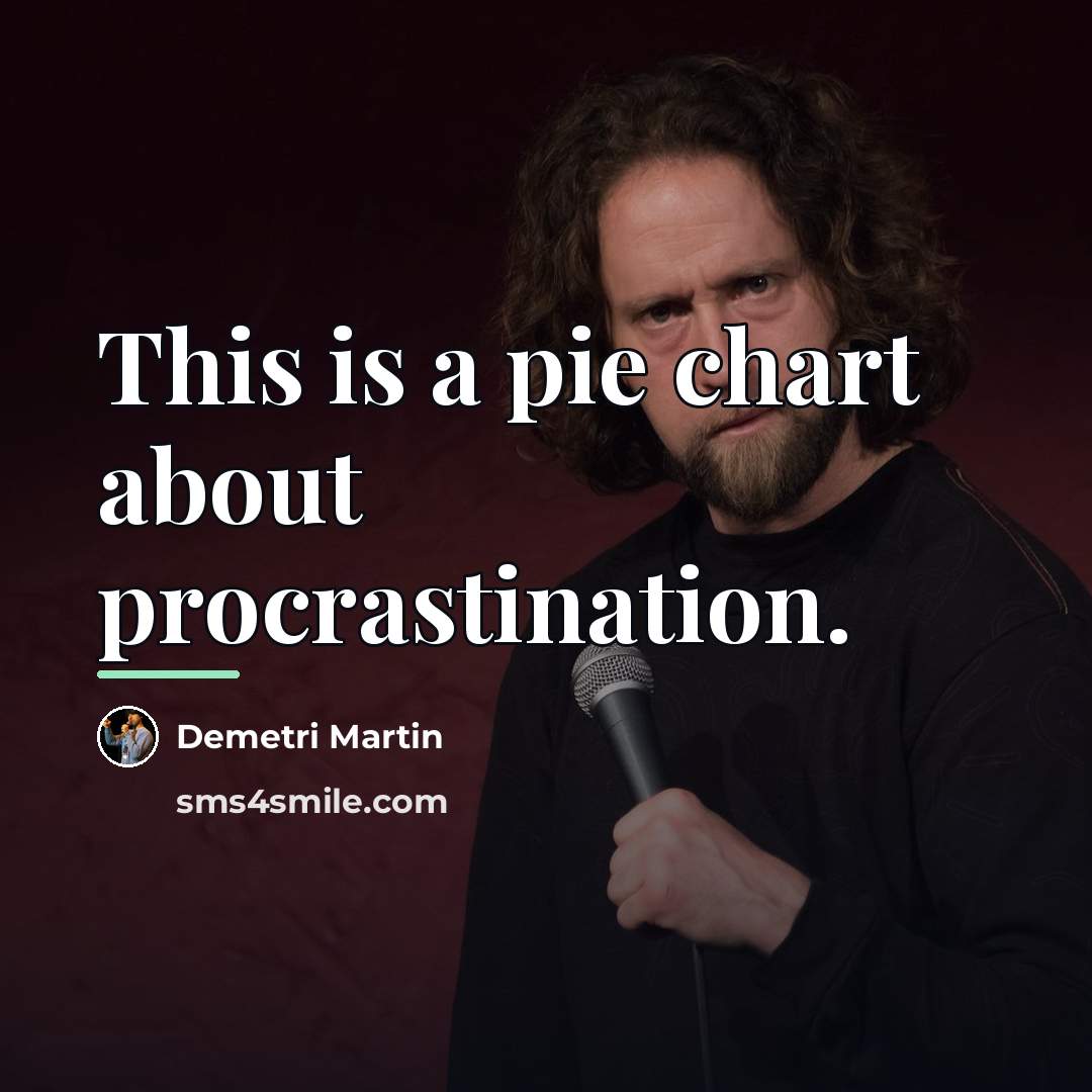 “This is a pie chart about procrastination.…” quote by Demetri Martin