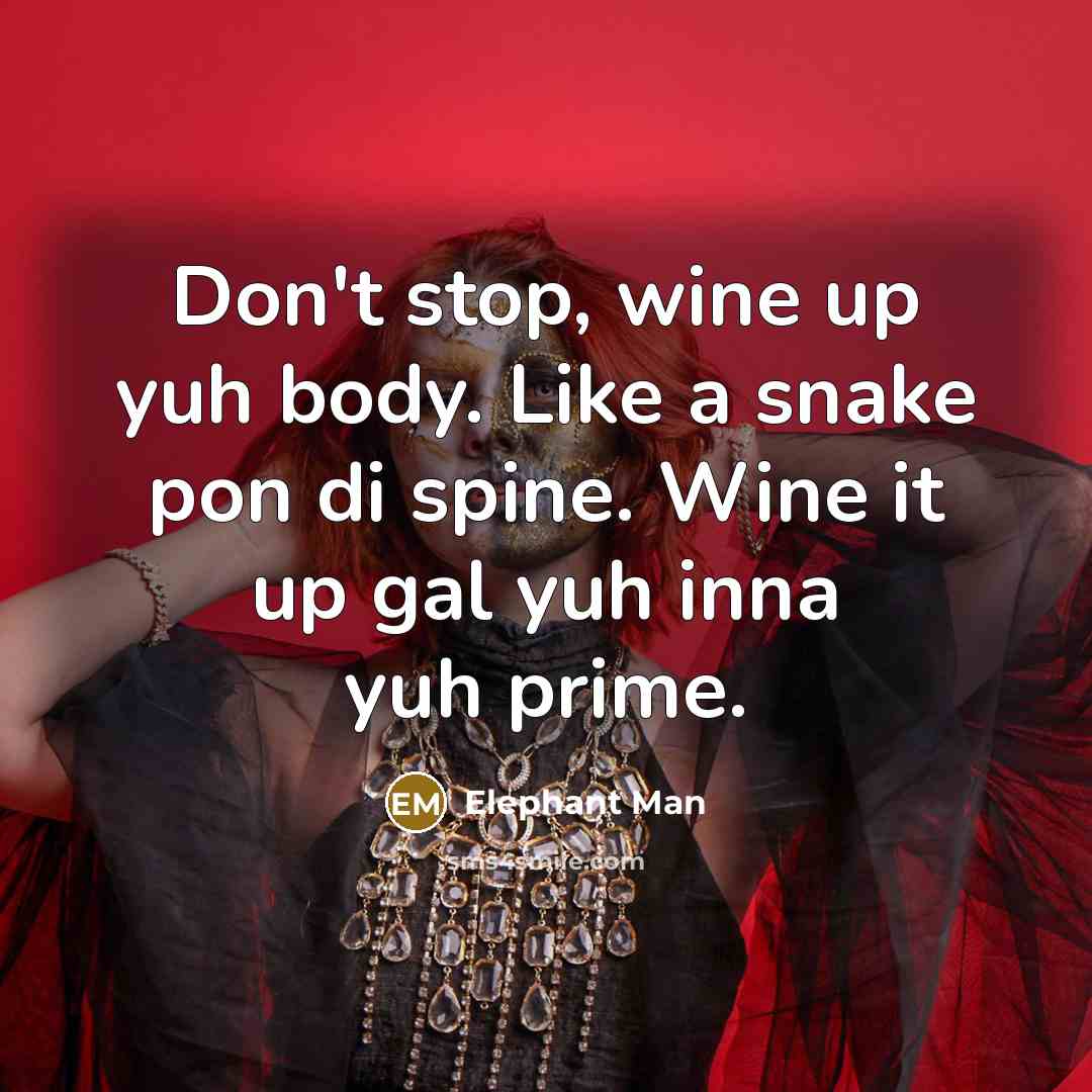 “Don't stop, wine up yuh body. Like a snake pon…” quote by Elephant Man