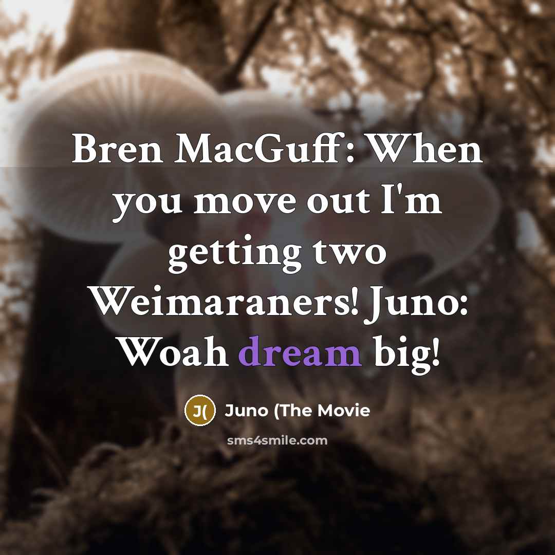 “Bren MacGuff: When you move out I'm getting two Weimaraners!…” quote by Juno (The Movie