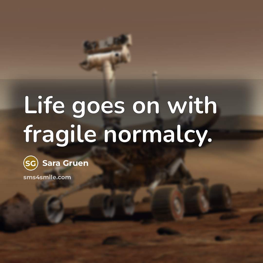 “Life goes on with fragile normalcy.…” quote by Sara Gruen