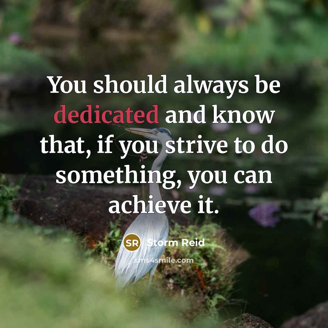 “You should always be dedicated and know that, if you…” quote by Storm Reid
