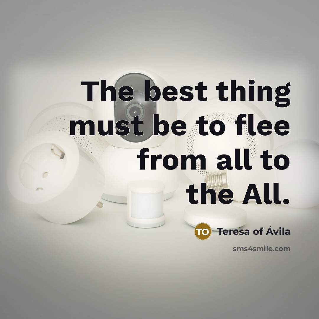 “The best thing must be to flee from all to the All.” quote by Teresa of Avila