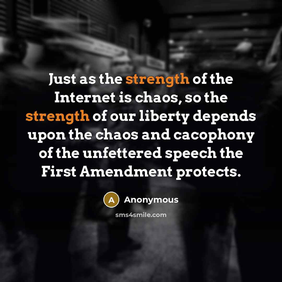 “Just as the strength of the Internet is chaos, so…” quote by Anonymous