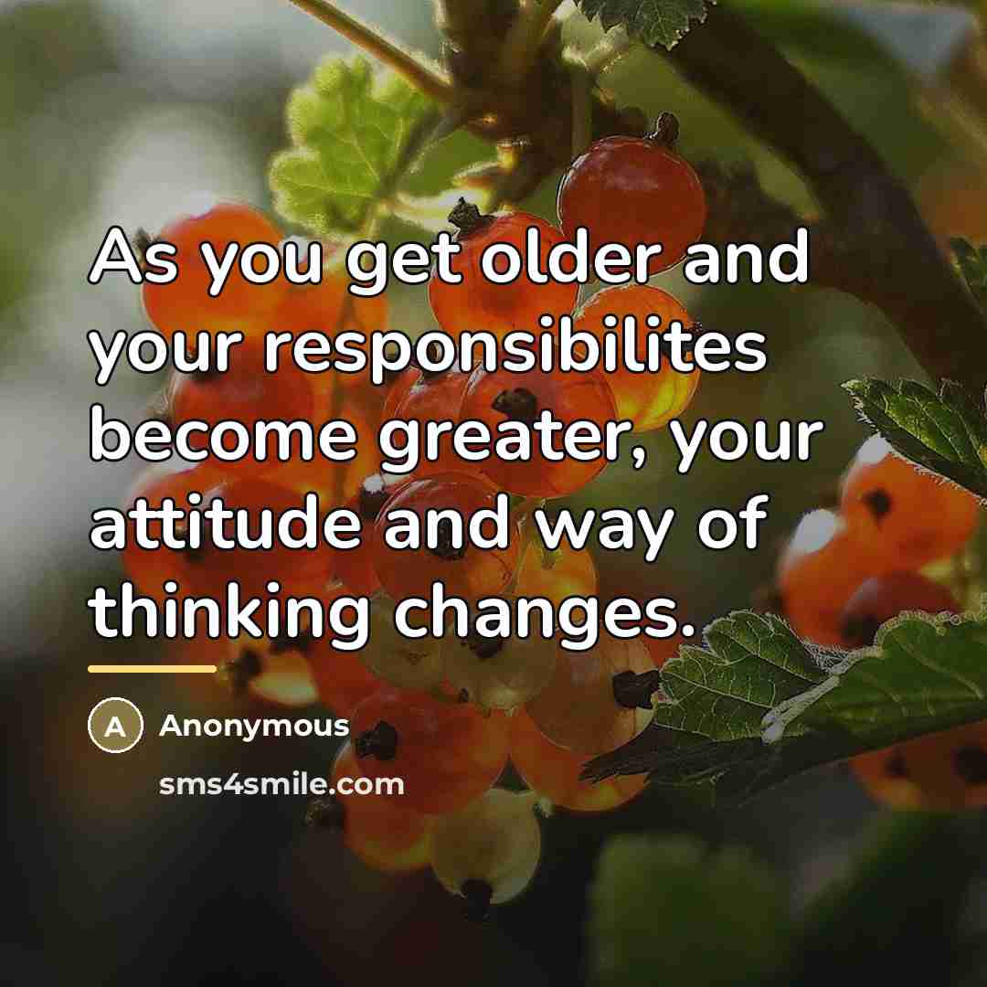 “As you get older and your responsibilites become greater, your…” quote by Anonymous