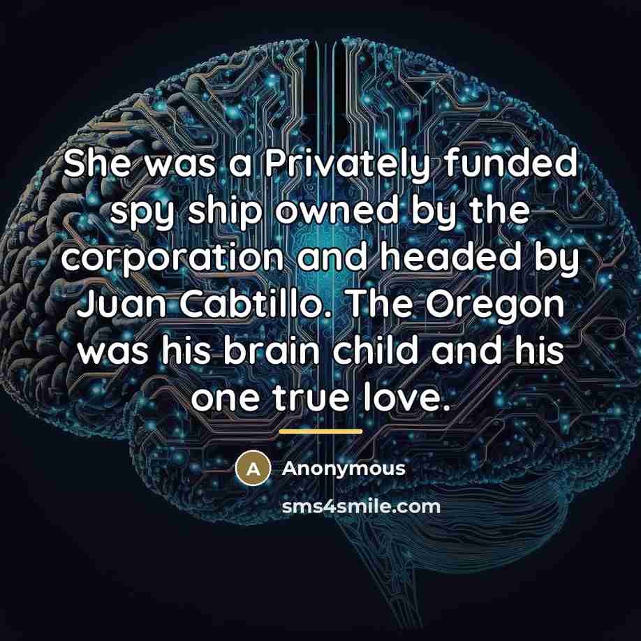 “She was a Privately funded spy ship owned by the…” quote by Anonymous