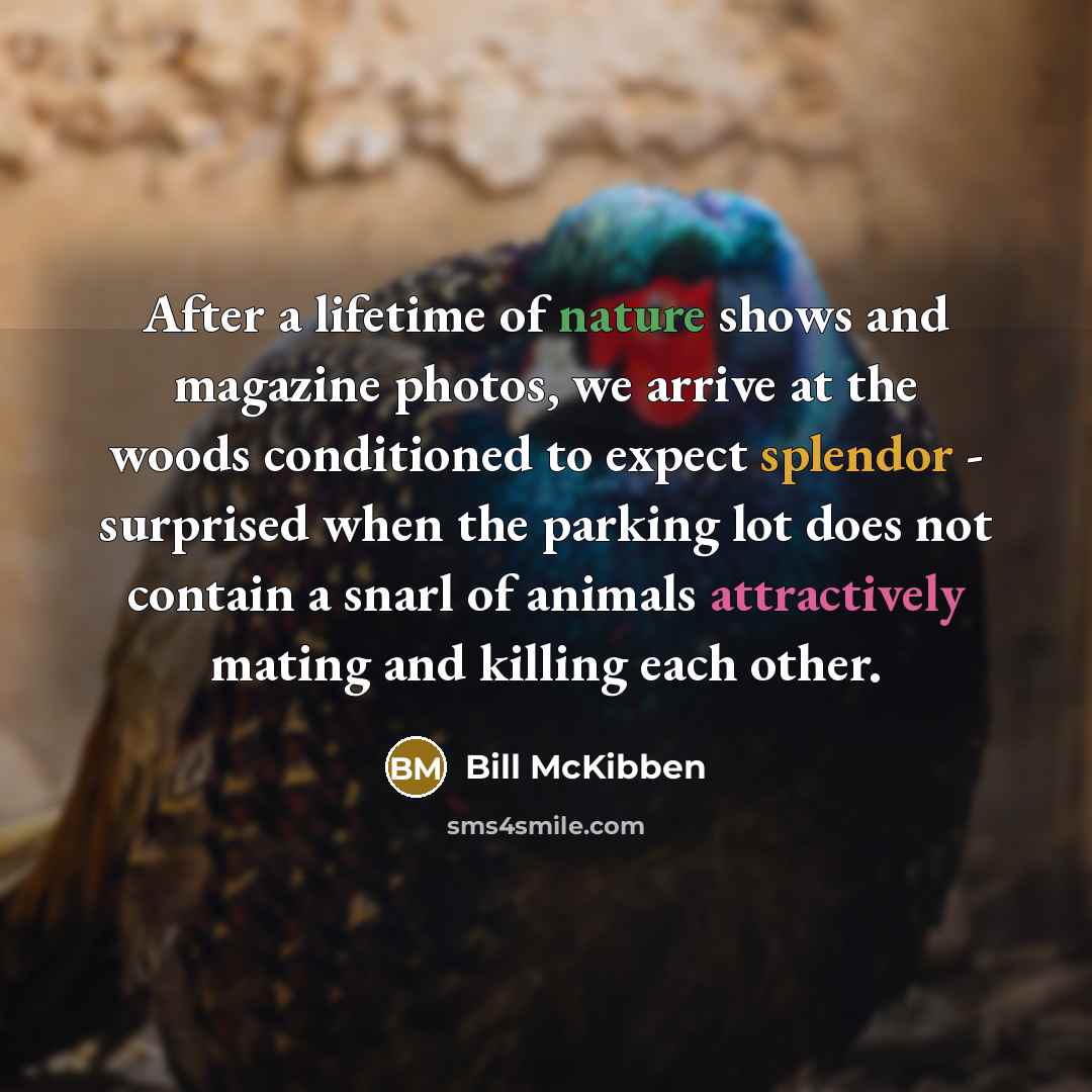 “After a lifetime of nature shows and magazine photos, we…” quote by Bill McKibben