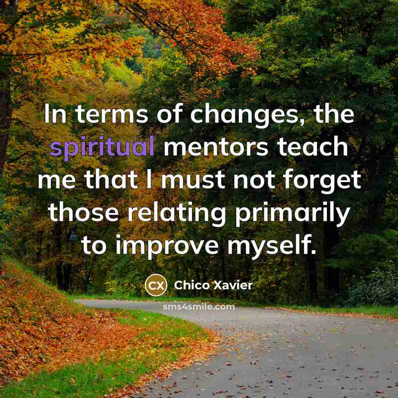 “In terms of changes, the spiritual mentors teach me that…” quote by Chico Xavier