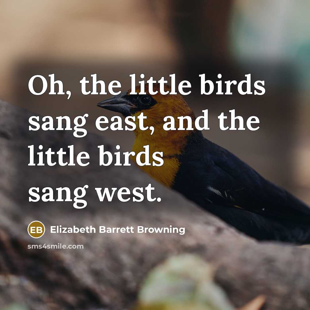 “Oh, the little birds sang east, and the little birds…” quote by Elizabeth Barrett Browning