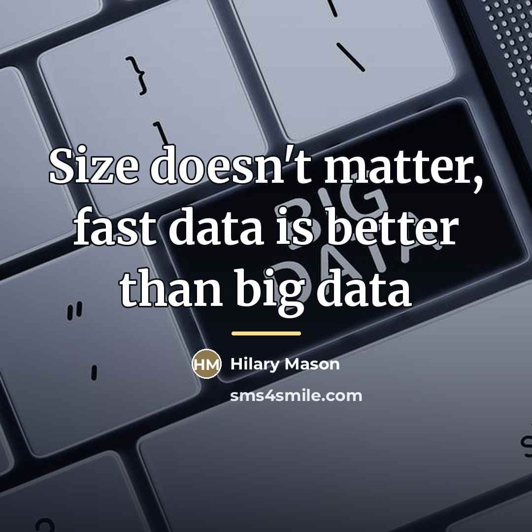 “Size doesn't matter, fast data is better than big data…” quote by Hilary Mason