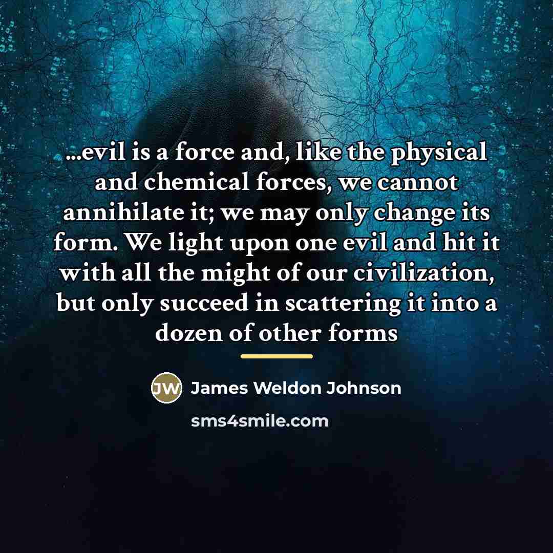 “...evil is a force and, like the physical and chemical…” quote by James Weldon Johnson
