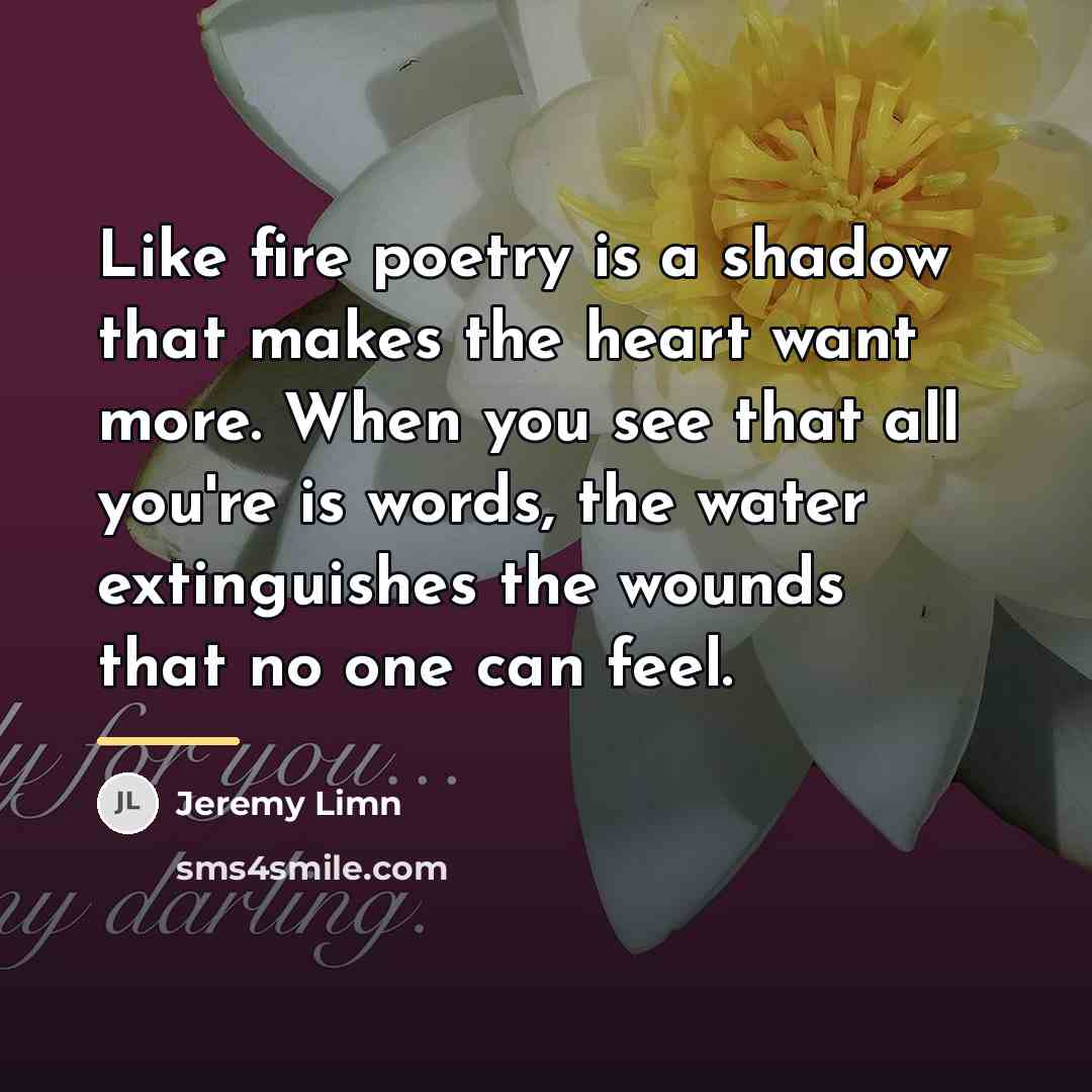 “Like fire poetry is a shadow that makes the heart…” quote by Jeremy Limn