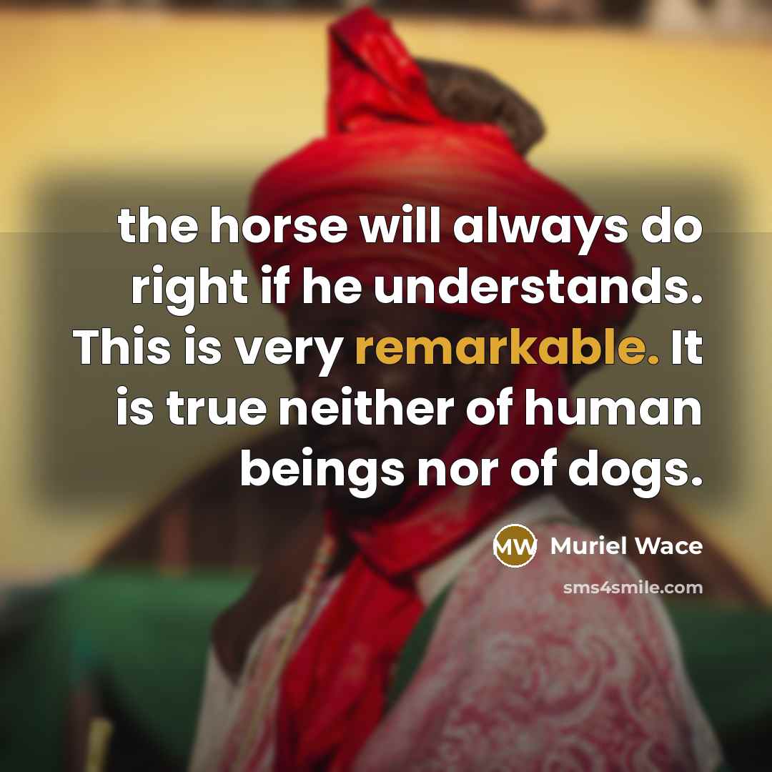 “the horse will always do right if he understands. This…” quote by Muriel Wace