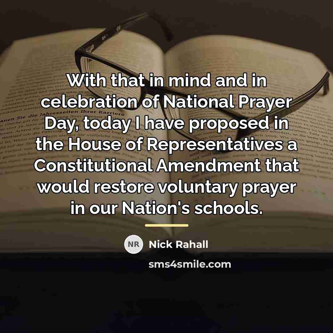 “With that in mind and in celebration of National Prayer…” quote by Nick Rahall