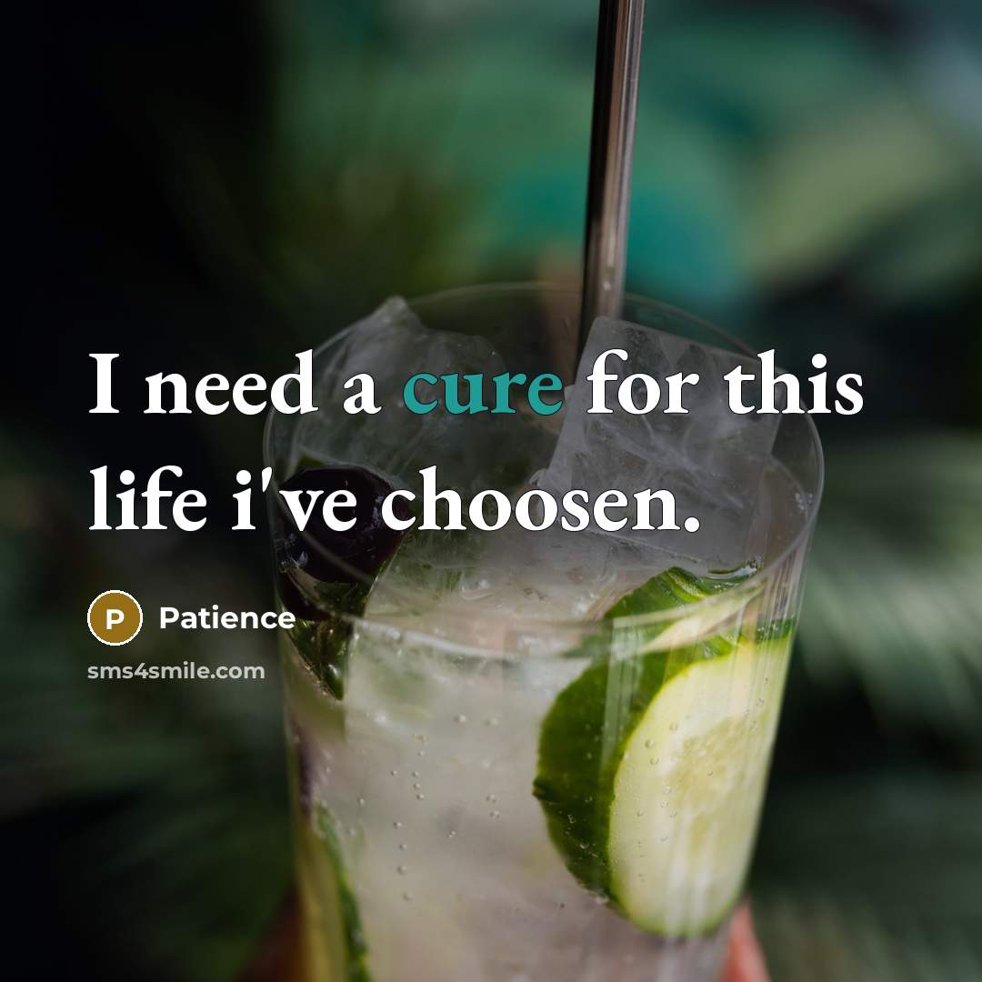 “I need a cure for this life i've choosen.” quote by Patience