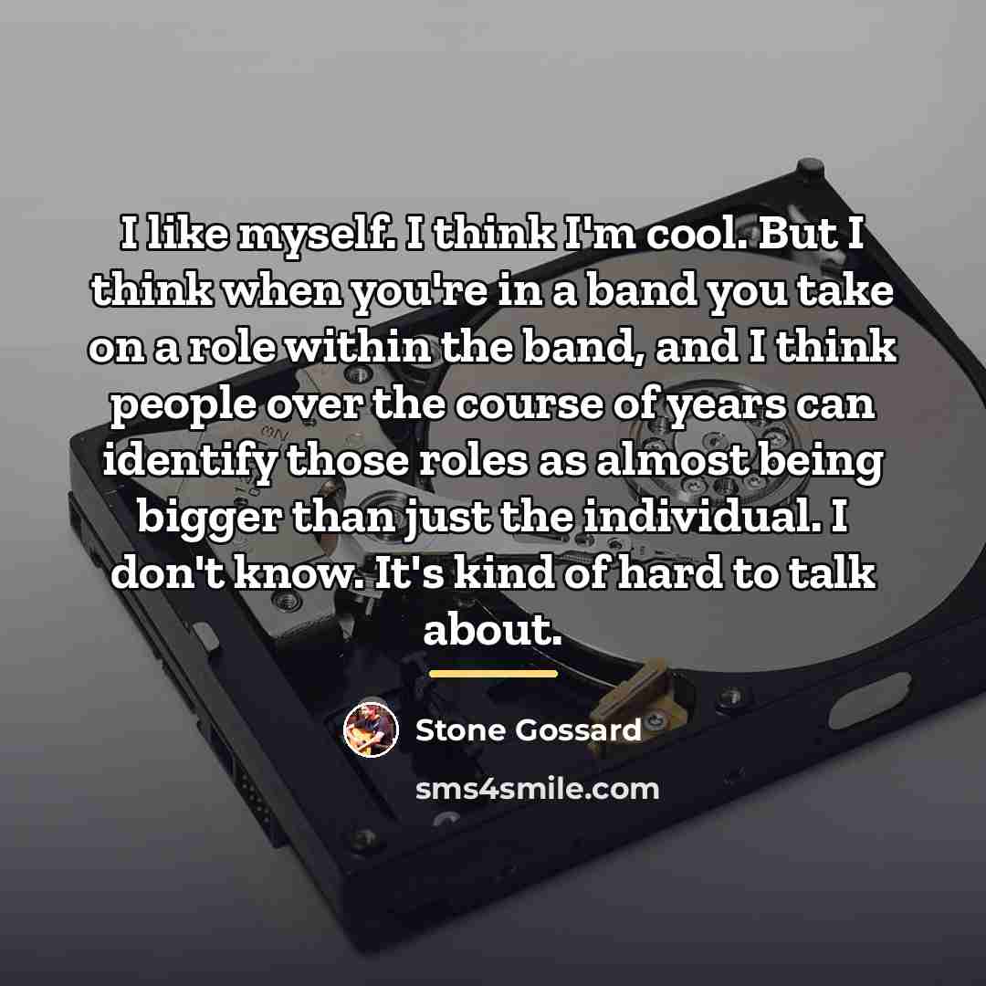 “I like myself. I think I'm cool. But I think…” quote by Stone Gossard