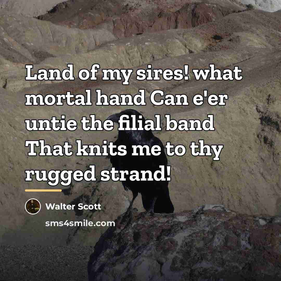 “Land of my sires! what mortal hand Can e'er untie…” quote by Walter Scott
