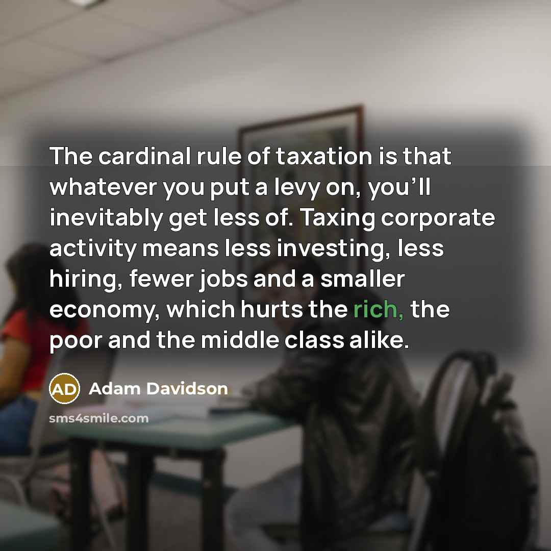 “The cardinal rule of taxation is that whatever you put…” quote by Adam Davidson