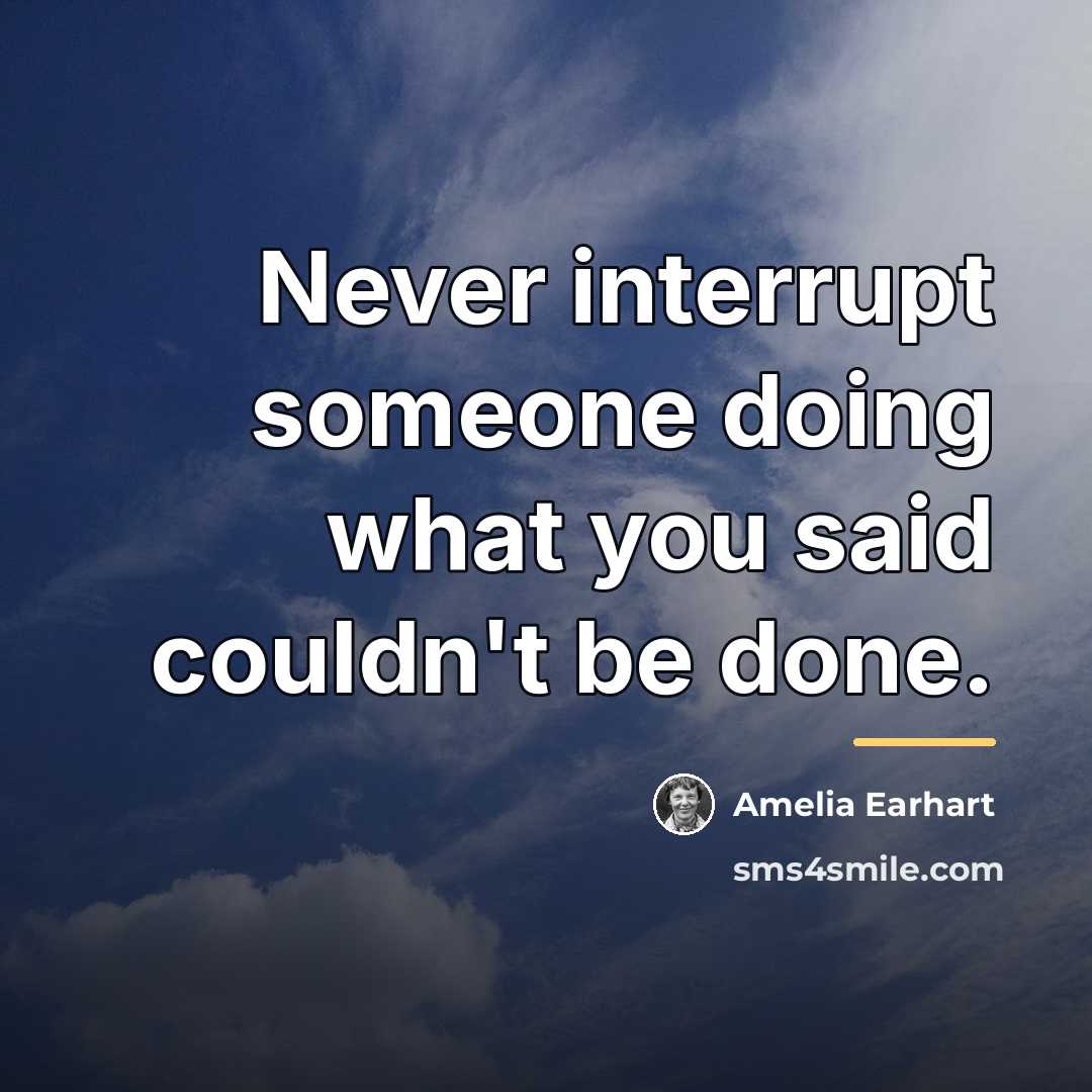 “Never interrupt someone doing what you said couldn't be done.…” quote by Amelia Earhart