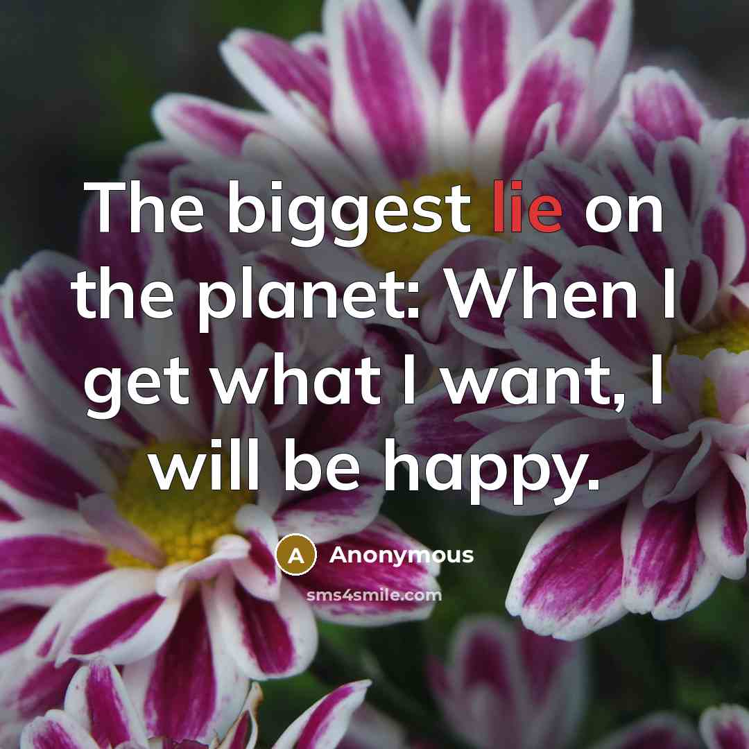 “The biggest lie on the planet: When I get what…” quote by Anonymous
